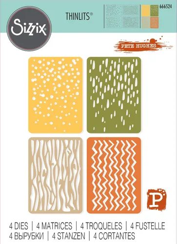 Miniatura 3 de Sizzix Thinlits - Juego de troqueles de 4 piezas Infinite Doodles #2 666524 Troqueles de metal de corte fino para álbumes de recortes, relieve