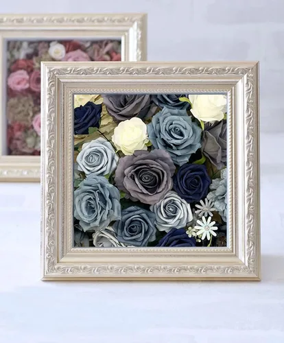 Miniatura 11 de FACINOC Ramos de Rosas Artificiales Naranjas, Juego de Caja de Flores Artificiales con Tallos para DIY, Bodas, Despedidas de Soltera, Decoraciones