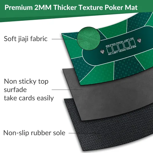 Miniatura 4 de nuveti Mesa de póquer de 47 x 24 pulgadas, cubierta de mesa de póquer portátil Texas Hold'em, mesa de póquer plegable, parte inferior de goma 47 X