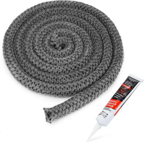 Miniatura 10 de Stanbroil Junta para estufa de leña, sello de cuerda de fibra de vidrio impregnada de grafito de 1/2" x 84" y kit de junta de cemento de alta