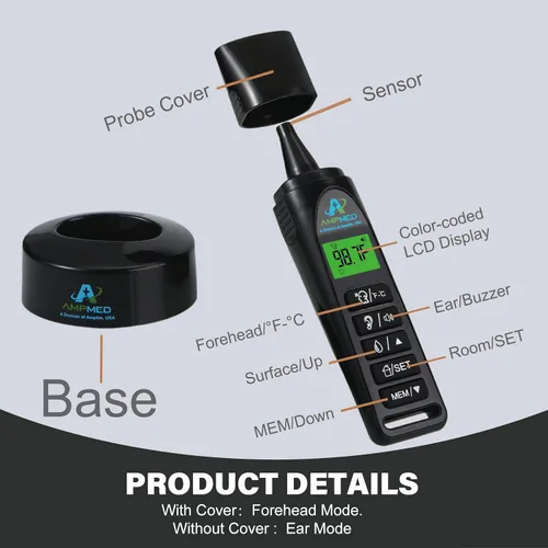 Miniatura 2 de Amplim 1701AE3 - Termómetro de frente, infrarrojo, digital, resistente para tomar la temperatura sin contacto, ideal para bebés, niños y adultos