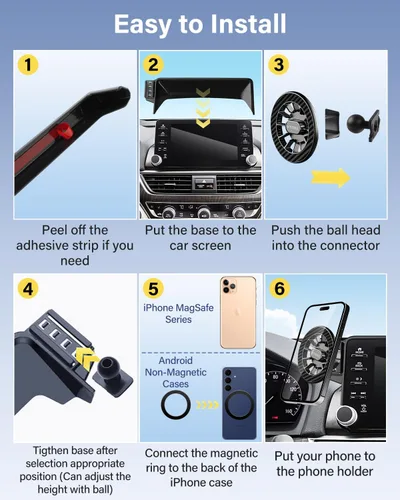 Miniatura 8 de SKYLOTEC Soporte de teléfono de coche para BMW Serie 5 i5 530i 540i xDrive eDrive40 M60 2024 2025 2026 Accesorios Soporte magnético para teléfono
