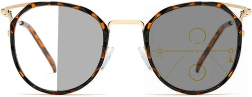 Miniatura 8 de Transición al aire libre fotocromática progresiva multifocal gafas de lectura para mujeres visión ajustable ronda gafas de sol lector