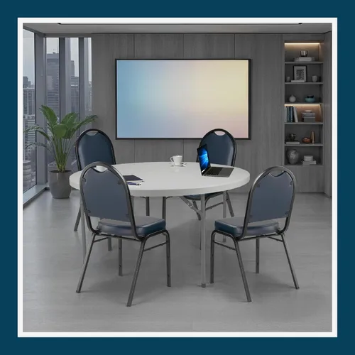 Miniatura 11 de OEF Furnishings OEF9204-BT/2 Silla apilable de grado comercial para banquetes (vinilo azul, marco recubierto de polvo negro, paquete de 2)