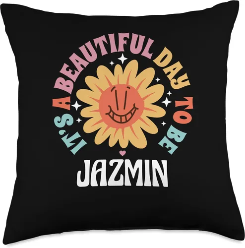 Miniatura 4 de Jazmin Personalized Name Beautiful Day Wavy Text Retro Throw Pillow