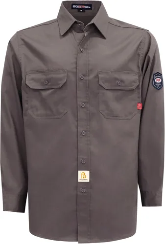 Miniatura 8 de BOCOMAL Camisas FR Resistente a la llama 100% C NFPA2112 7.5oz Camisa de soldadura resistente al fuego para hombres Cuadros azul marino/blanco