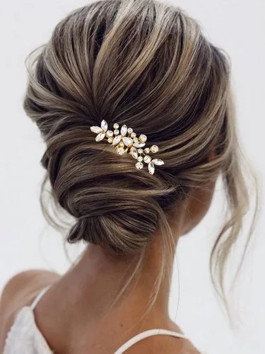 Miniatura 4 de JAKAWIN Bride Wedding Hair Comb Crystal Hair Piece Rhinestone Bridal Hair Accessories for Women HC042 (Oro)