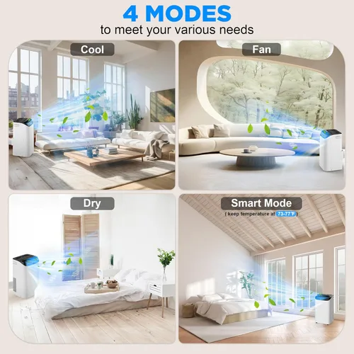 Miniatura 3 de Aire acondicionado portátil de 14000 BTU con control remoto, unidad de aire acondicionado de refrigeración independiente 3 en 1 con ventilador