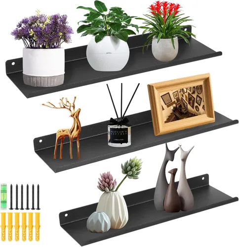 Uten Estantes flotantes, estantes de hierro para montar en la pared, juego de 3, estantes de hierro para almacenamiento de baño, organizador para