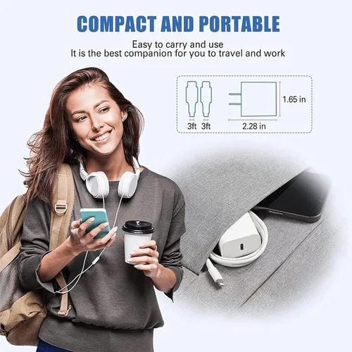 Miniatura 6 de StinkLight Cargador rápido USB C para iPhone de 20 W con cable USB C a Lightning y cable compatible para iPhone 14/13/12/11/XS/XR/X/iPad