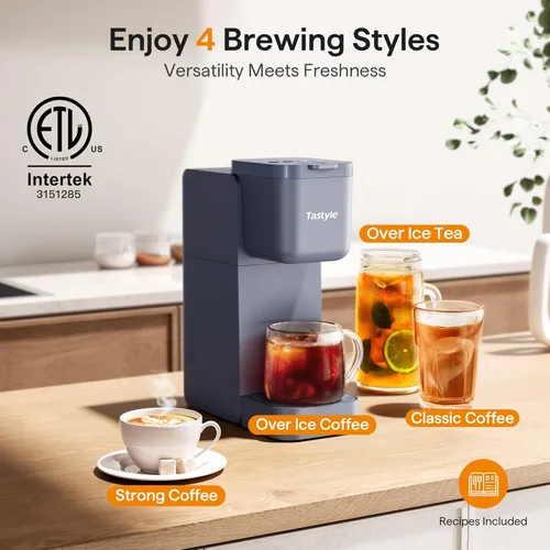 Miniatura 2 de Tastyle Cafetera de una sola porción para cápsulas K, molido y té, máquinas de café caliente y helado con ajuste fuerte, tamaños de preparación de 6