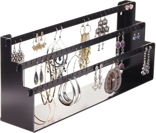 Miniatura 5 de Angelynn's Luka - Organizador de aretes montado en la pared, solo para aretes pequeños, aretes colgantes de poste, estante colgante de Bronce frotado