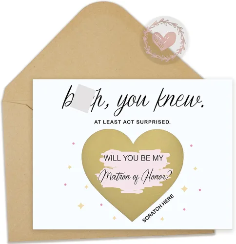 Miniatura 8 de 10 tarjetas para raspar propuestas de dama de honor, 6 damas de honor, 1 dama de honor, 1 matrona de honor, 2 niñas de flores. Regalos únicos