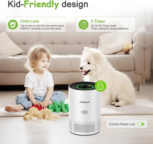 Miniatura 5 de Chuboor Purificadores de aire para habitaciones grandes del hogar, purificadores de aire H13 True HEPA para dormitorio, habitación, mascotas o humo