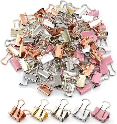 Miniatura 8 de Clips de carpeta dorados, clip de papel mini, abrazaderas de papel pequeñas de 15mm (5/8 pulg.), paquete de 100 clips de micro tamaño para oficina