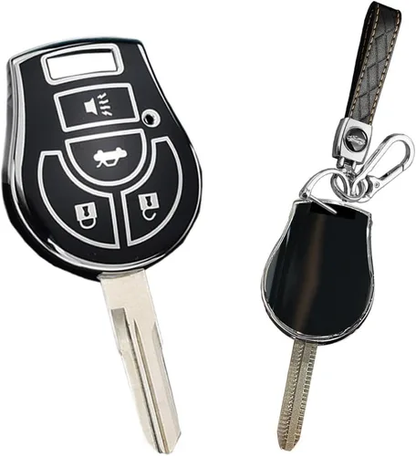 Miniatura 8 de SANRILY Funda para llavero de 4 botones con borde plateado para Nissan March Tiida Altima Armada Cube Juke Maxima Pathfinder Rogue Rogue sin llave