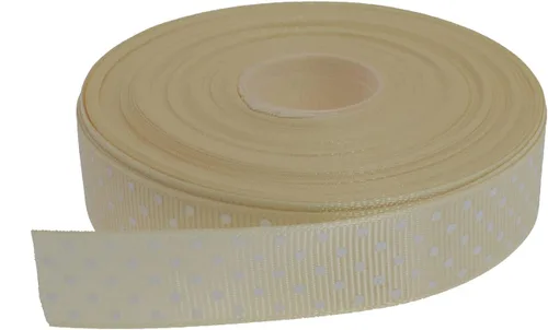 Miniatura 61 de Cinta de grogrén de lunares de 25 yardas cada rollo 100% poliéster (1 pulgada, beige)