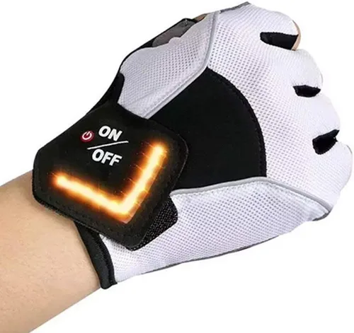 Miniatura 5 de 1 par inteligente LED luz de advertencia de señal de giro al aire libre guantes de montar bicicleta ciclismo traje medio dedo guantes adultos