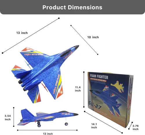 Miniatura 7 de Avión RC 2.4Ghz Control remoto RTF Jet - 2 canales Su-27 aviones anticaídas - Planeador fácil de volar con estabilización giroscópica adecuado