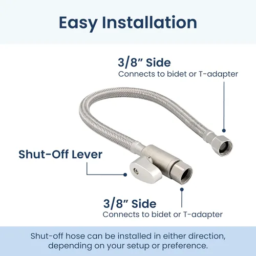 Miniatura 7 de LUXE Bidet 3/8” x 3/8” x 15” Manguera de agua fría para bidé con válvula de cierre integrada, solo compatible con accesorios de bidé de la serie NEO