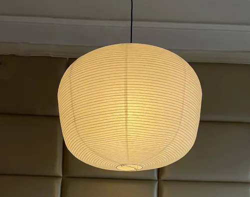 Linterna de papel grande de 19.69 pulgadas, pantalla de lámpara de papel de calabaza de cera blanca, pantalla de lámpara de papel de arroz plegable