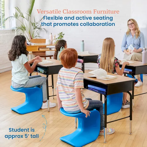 Miniatura 4 de ECR4Kids Asiento Wave, Altura del asiento de 14 a 15.1 pulgadas, Taburete tipo percha, Azul, Paquete de 2