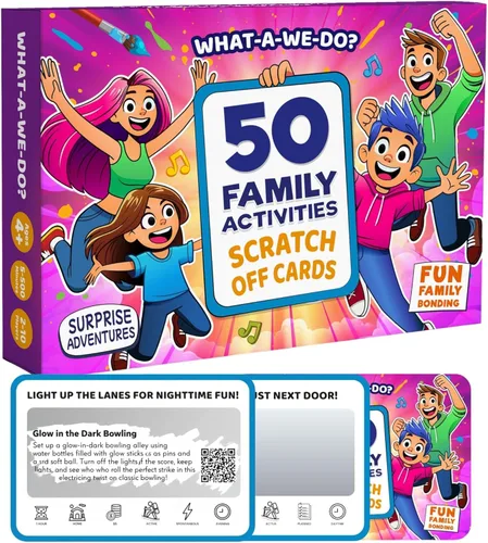 50 actividades familiares - Tarjetas de aventura para rascar para noches en familia - Tarjetas de conversación divertidas - Regalo para familias -