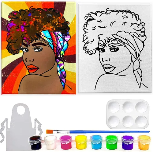 Miniatura 5 de Pintura en lienzo predibujada para adultos, niños, parejas, paquete de 4 a 40 unidades, paquete con descuento, regalo de cumpleaños de bricolaje