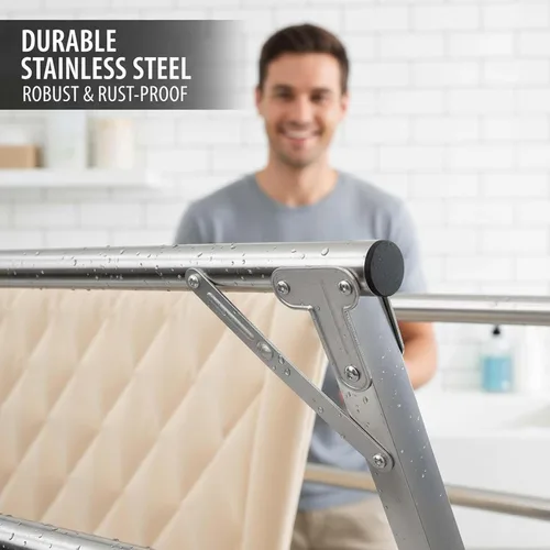 Miniatura 2 de This Adjustable Foldable Clothes Drying Rack, Stainless Steel Laundry Drying Rack, Heavy Duty Garment Rack, Indoor Clothesline, Space Saving