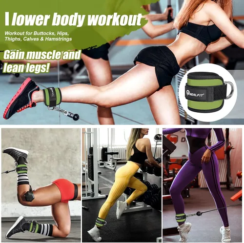 Miniatura 6 de NEALFIT Correa de tobillo para máquina de cable, tobillera de gimnasio para patadas, extensiones de piernas, entrenamientos de glúteos, abductores
