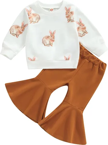 Miniatura 10 de Kaipiclos Ropa occidental para bebé niña, con lindo estampado con volantes, manga larga, pantalones para otoño e invierno, trajes de vaquera