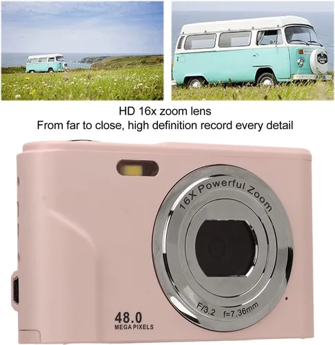 Miniatura 3 de Cámara digital, 1080P HD de 2.4 pulgadas, mini cámara compacta con zoom de 16X, cámara de video portátil y recargable para adultos, estudiantes