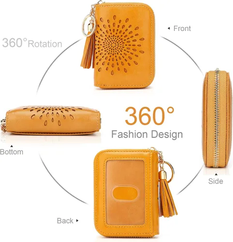 Miniatura 2 de APHISON RFID - Porta tarjeta de crédito con cremallera carteras pequeñas para mujer en cuero estilo girasol para mujer y niña caja de regalo 1927