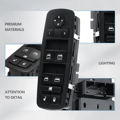 Miniatura 3 de Interruptor de control de ventana eléctrica Lado del conductor delantero 11 pines Compatible con Dodge Durango 2011-2013, Jeep Grand Cherokee