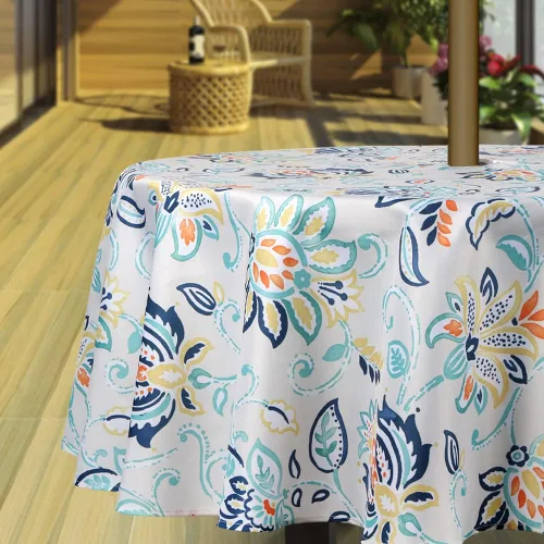 Miniatura 25 de Hipinger Vinyl Round Fitted Tablecloth with Zipper and Umbrella Hole, Outdoor Oil Waterproof Stain Resisteant PVC Table Cover 40-44 Inch, Black