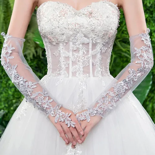 Miniatura 2 de Specell Lace Fingerless Gloves Women, Fingerless Satin Gloves, Bridal Prom for Wedding Party Costume Accessories 45 styles