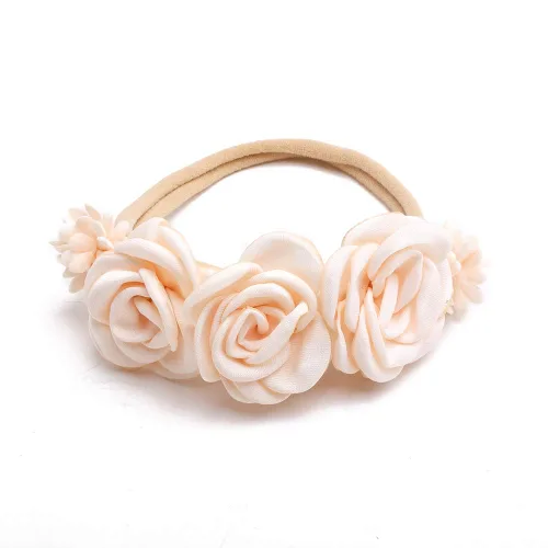 Miniatura 5 de Diademas de nailon para bebé niña con moños de flores - Bandas elásticas para el cabello con corona, envolturas florales hechas a mano, regalos