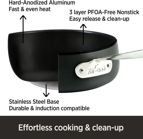 Miniatura 2 de All-Clad HA1 - Sartén antiadherente anodizada dura con tapa y sartén para freír, 4 cuartos de galón, horno de inducción de 10 pulgadas, apto