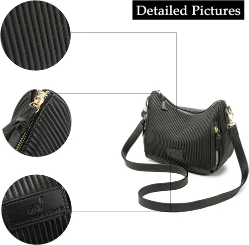 Miniatura 4 de Bolso de hombro para mujer, de cuero, plisado, informal, a la moda, bolso hobo