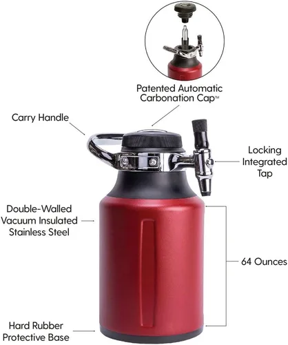 Miniatura 3 de GrowlerWerks uKeg Go Dispensador de Cerveza Carbonatada Growler Regalo y Dispensador de Bebidas Artesanales para Cerveza, Refrescos, Sidra, Kombucha