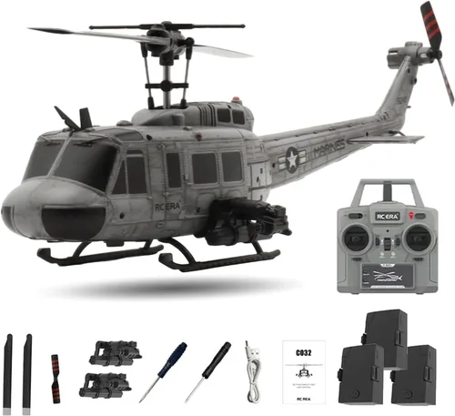 Miniatura 9 de RC ERA C032 UH-1 Huey Helicóptero RC, escala 1:48, giroscopio de 6 ejes, 6 canales, sin escobillas, aviones estabilizados sin varilla sin