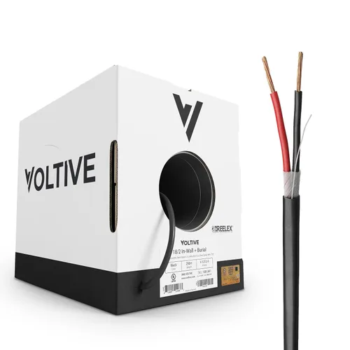 Miniatura 6 de Voltive Cable de altavoz 10/2, CL3 en pared y entierro directo, negro, 100 pies - 10 AWG, 2 conductores, cobre trenzado sin oxígeno, listado UL