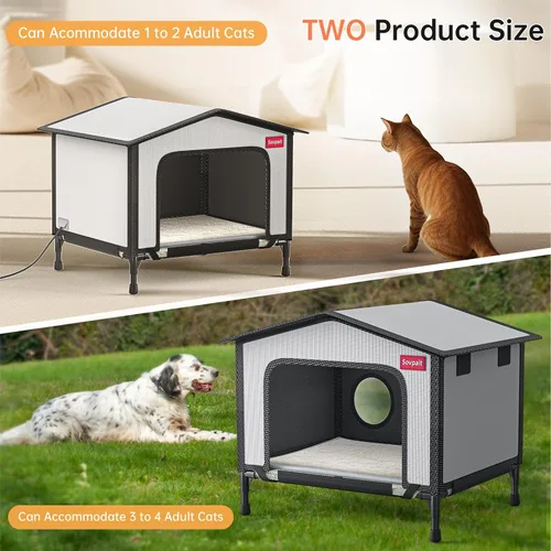 Miniatura 4 de SOVPAI - Casa para gatos al aire libre, casa impermeable para gatos callejeros, adecuada para gatos de exteriores/interiores, fácil de montar