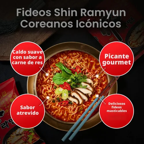 Miniatura 4 de Nongshim Ramen Noodles, Ramen instantáneo gourmet, sopa de fideos microondas premium, Shin picante, paquete familiar, 4.23 onzas (paquete de 20)
