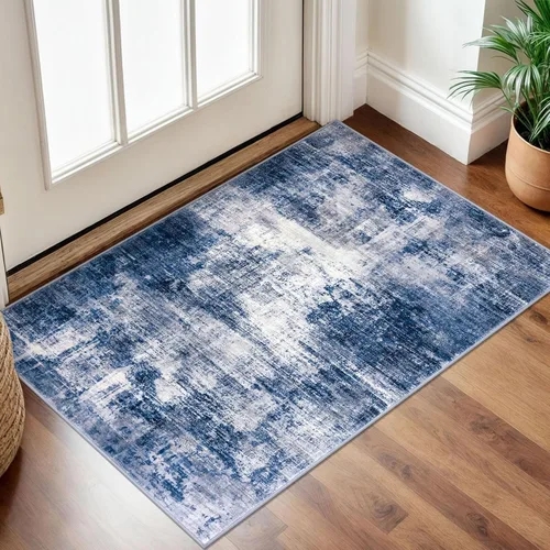 Miniatura 159 de IOHOUZE Alfombra pequeña abstracta de 2 x 3 pies, alfombra de entrada lavable para entrada interior, alfombras con respaldo de goma, alfombra gris