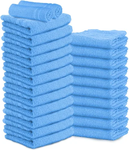 Miniatura 10 de Toallas de salón – Paquete de 50 toallas de mano negras 100% algodón Toalla de spa – 16x27 pulgadas Altamente absorbable Toallas faciales