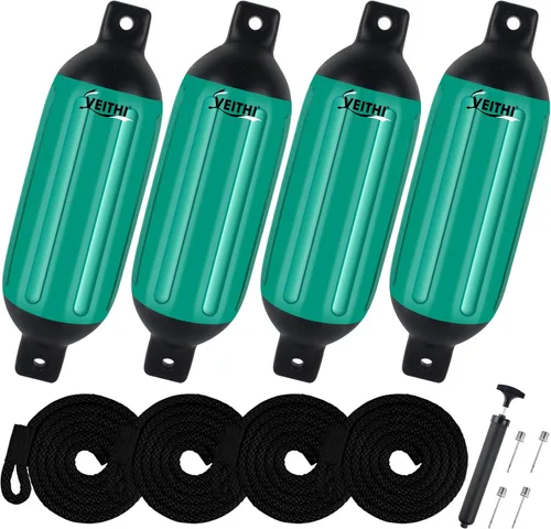 Miniatura 32 de Juego de 4 guardabarros para barco de 4.5/5.5/6.5/8.5/10/16 pulgadas, parachoques de vinilo con ojos gemelos acanalados, parachoques para barco