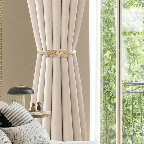 Miniatura 2 de 2Pcs Gold Curtain Tiebacks Shiny Metal Curtain Holdbacks with Exquisite Knot, Elegant Curtain Buckle for Living Room, Bedroom, Office Window