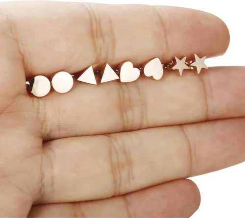 Miniatura 5 de JOERICA 4 pares de aretes de acero inoxidable con forma de corazón para mujeres y niñas, Acero inoxidable, circonita