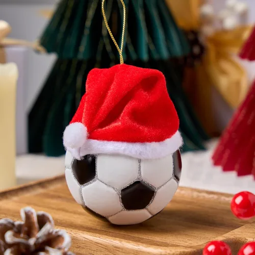 Miniatura 5 de Joiedomi Adorno pequeño de cristal de fútbol de Navidad, adornos de bola deportiva, mini decoración de fútbol soplado para colgar del árbol